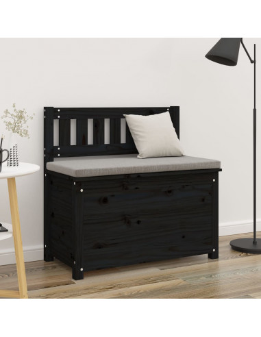 Panca Nera 80x41x77 cm in Legno Massello di Pino