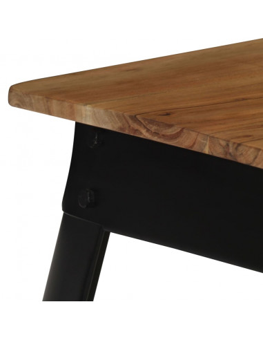 Tavolo da Pranzo in Massello d'Acacia e Acciaio 75x75x76 cm