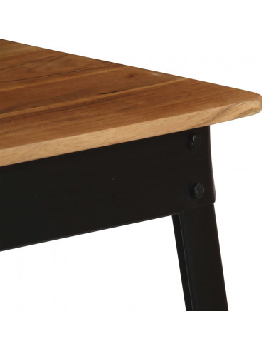 Tavolo da Pranzo in Massello d'Acacia e Acciaio 75x75x76 cm