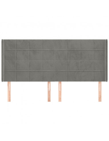 Testiera ad Orecchio Grigio Chiaro 163x16x118/128 cm in Velluto