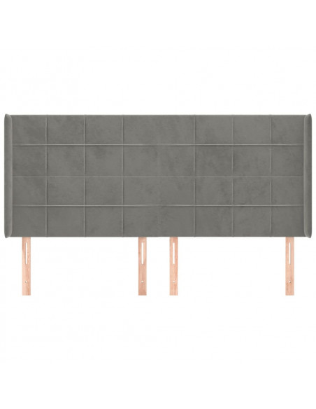 Testiera ad Orecchio Grigio Chiaro 163x16x118/128 cm in Velluto