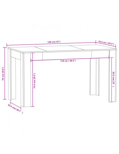 Tavolo da Pranzo Nero 140x74,5x76 cm in Legno Multistrato