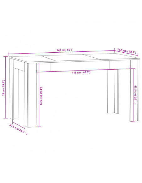 Tavolo da Pranzo Nero 140x74,5x76 cm in Legno Multistrato