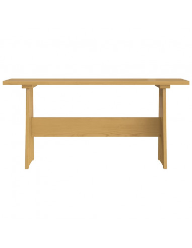 Tavolo da Pranzo con Panca in Pino Massello Marrone Miele