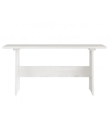 Tavolo da Pranzo con Panca Bianco in Legno Massello di Pino