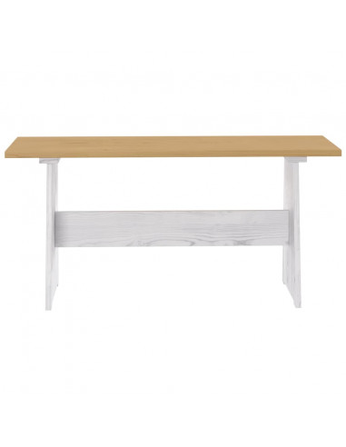 Tavolo da Pranzo con Panca Pino Massello Marrone Miele e Bianco