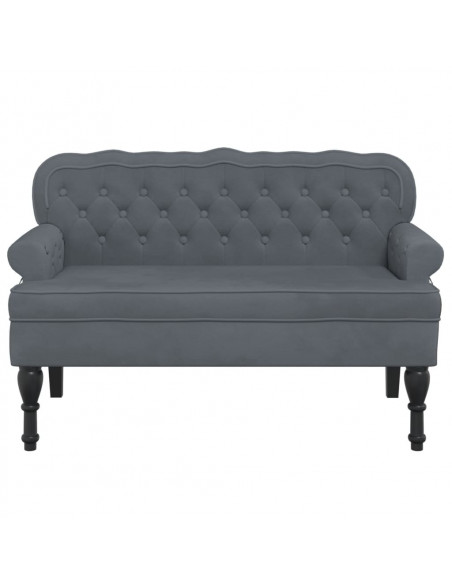 Panca con Schienale Grigio Scuro 119,5x64,5x75 cm in Velluto