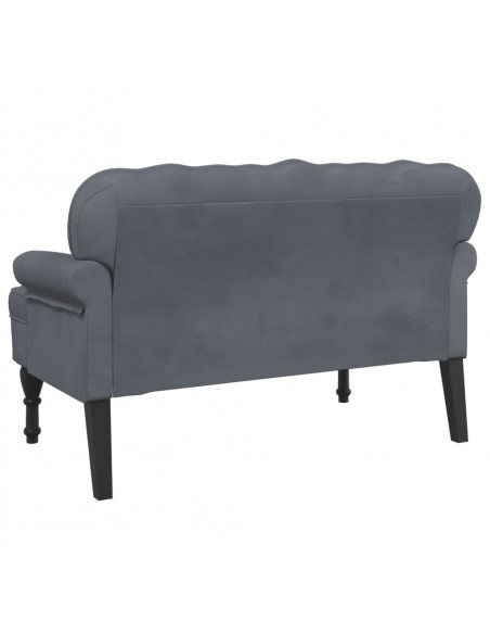 Panca con Schienale Grigio Scuro 119,5x64,5x75 cm in Velluto