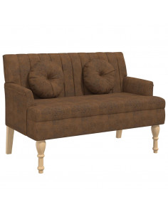 Panca con Cuscini Marrone 113x64,5x75,5 cm in Scamosciato 2