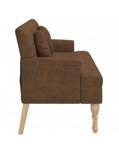 Panca con Cuscini Marrone 113x64,5x75,5 cm in Scamosciato