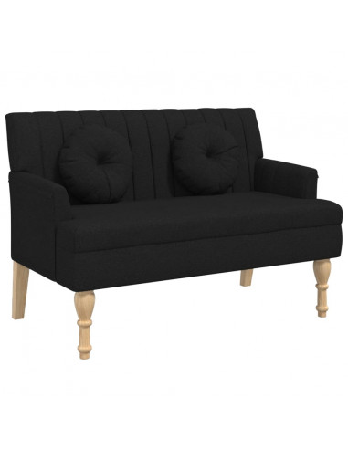Panca con Cuscini Nera 113x64,5x75,5 cm in Tessuto