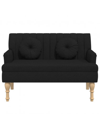 Panca con Cuscini Nera 113x64,5x75,5 cm in Tessuto