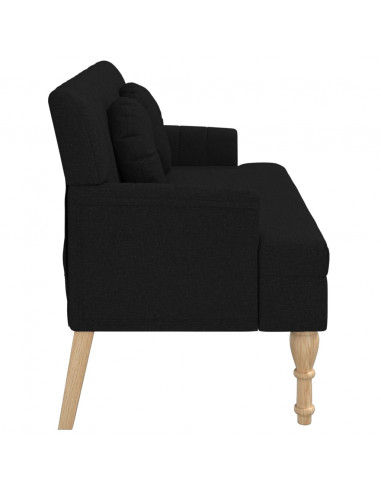 Panca con Cuscini Nera 113x64,5x75,5 cm in Tessuto