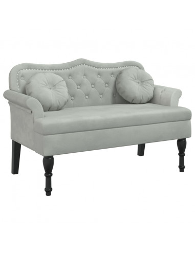 Panca con Cuscini Grigio Chiaro 120,5x65x75 cm in Velluto