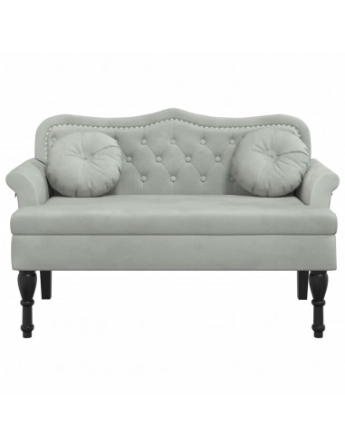 Panca con Cuscini Grigio Chiaro 120,5x65x75 cm in Velluto