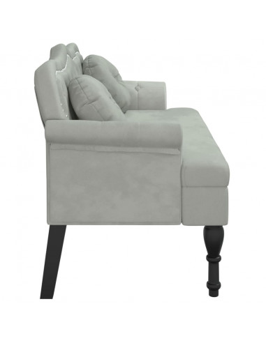 Panca con Cuscini Grigio Chiaro 120,5x65x75 cm in Velluto