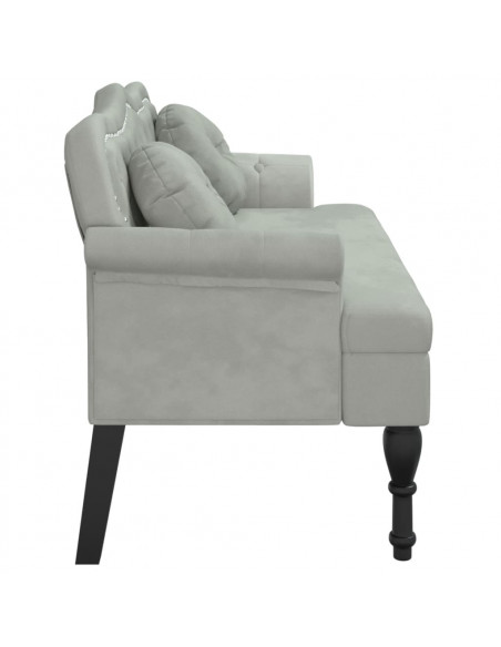 Panca con Cuscini Grigio Chiaro 120,5x65x75 cm in Velluto
