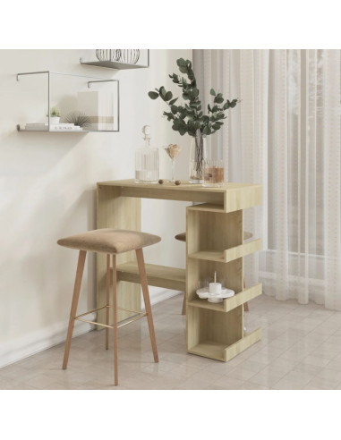 Tavolo Bar con Ripiani Rovere Sonoma 100x50x101,5 cm Truciolato