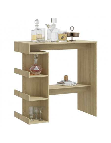Tavolo Bar con Ripiani Rovere Sonoma 100x50x101,5 cm Truciolato