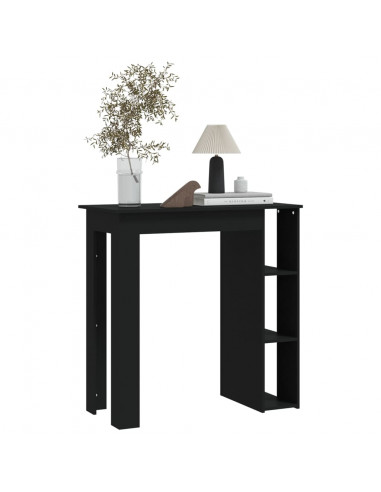 Tavolino da Bar con Ripiani Nero 102x50x103,5cm in Truciolato