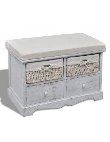 Cassapanca Bianca 62x33x42 cm in Legno di Paulownia