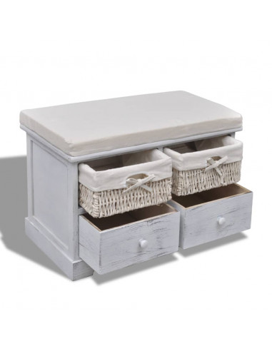 Cassapanca Bianca 62x33x42 cm in Legno di Paulownia