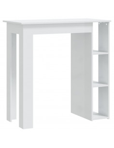 Tavolino da Bar con Ripiani Bianco Lucido 102x50x103,5 cm 2