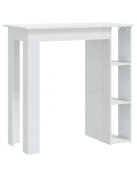 Tavolino da Bar con Ripiani Bianco Lucido 102x50x103,5 cm
