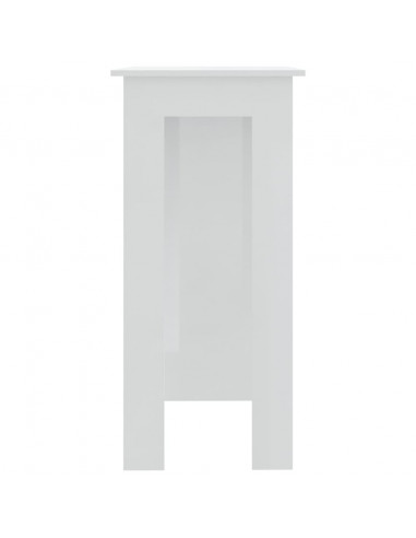 Tavolino da Bar con Ripiani Bianco Lucido 102x50x103,5 cm