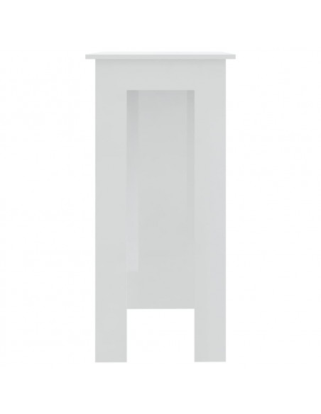 Tavolino da Bar con Ripiani Bianco Lucido 102x50x103,5 cm
