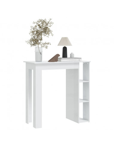 Tavolino da Bar con Ripiani Bianco Lucido 102x50x103,5 cm