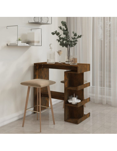 Tavolo Bar con Ripiani Rovere Fumo 100x50x101,5cm in Truciolato