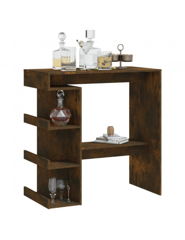 Tavolo Bar con Ripiani Rovere Fumo 100x50x101,5cm in Truciolato
