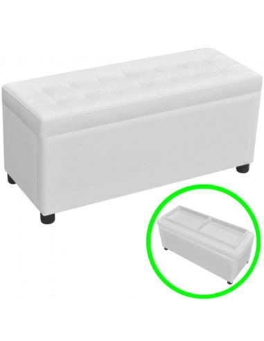 Sgabello con Contenitore in Pelle Artificiale Bianco