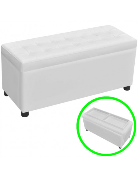 Sgabello con Contenitore in Pelle Artificiale Bianco