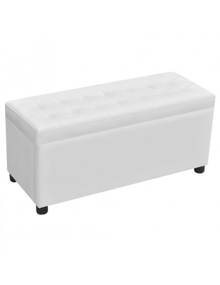 Sgabello con Contenitore in Pelle Artificiale Bianco