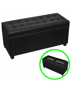 Sgabello con Contenitore in Pelle Artificiale Nero 2