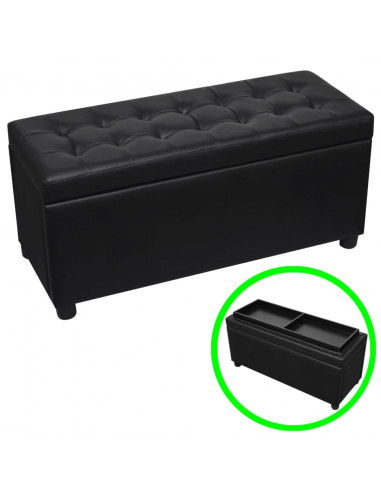 Sgabello con Contenitore in Pelle Artificiale Nero