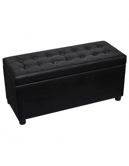Sgabello con Contenitore in Pelle Artificiale Nero