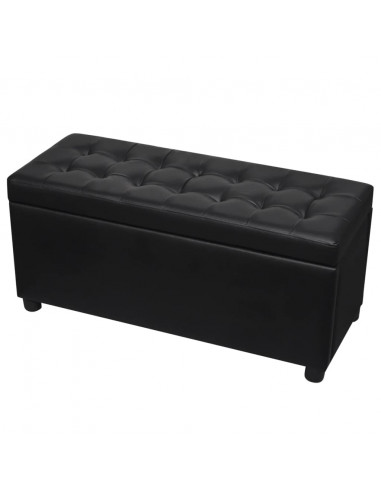 Sgabello con Contenitore in Pelle Artificiale Nero