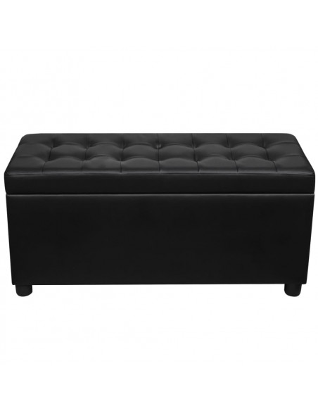 Sgabello con Contenitore in Pelle Artificiale Nero