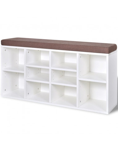 Panchina con Scarpiera con 10 Scomparti Bianca