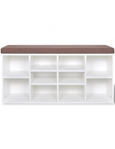 Panchina con Scarpiera con 10 Scomparti Bianca