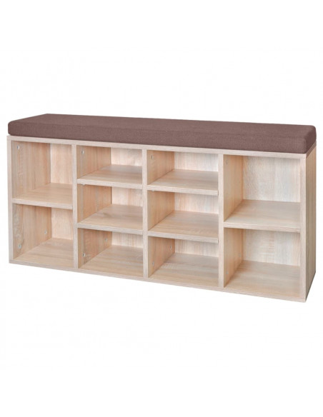Panchina con Scarpiera con 10 Scomparti Colore Rovere