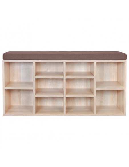 Panchina con Scarpiera con 10 Scomparti Colore Rovere