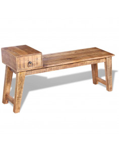 Panchina con Cassetto in Solido Legno di Mango 120x36x60 cm 2