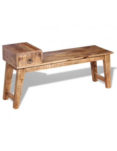 Panchina con Cassetto in Solido Legno di Mango 120x36x60 cm