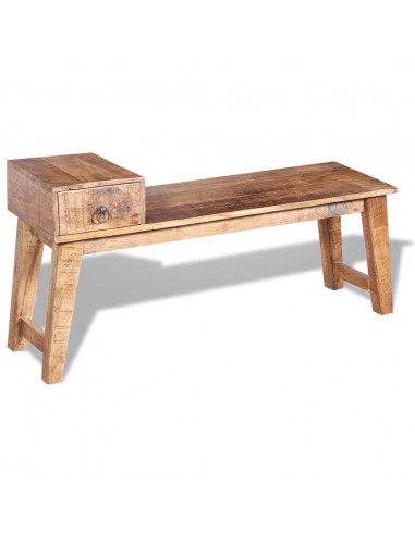 Panchina con Cassetto in Solido Legno di Mango 120x36x60 cm
