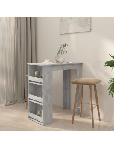 Tavolino da Bar con Portaoggetti Grigio Cemento 102x50x103,5 cm