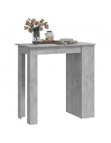 Tavolino da Bar con Portaoggetti Grigio Cemento 102x50x103,5 cm